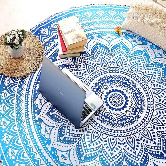 🎊 Host Pick🎉 Bohemian Blue Mandala Beach Yoga Throw - Picture 8 of 16